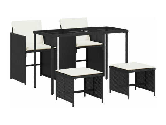 Set di mobili da esterno in vimini intrecciato in resina nera