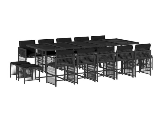 Set di mobili da esterno in vimini intrecciato in resina nera