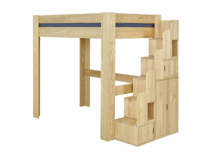 Struttura letto in legno massello naturale con materasso, 90 x 190 cm