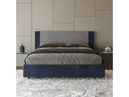Struttura letto in tessuto blu, 160 x 210 cm