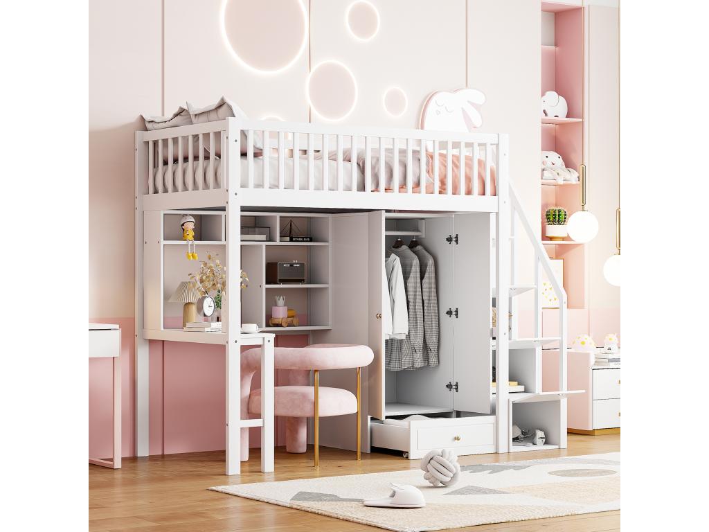 Struttura letto bianca con contenitore, 90 x 200 cm