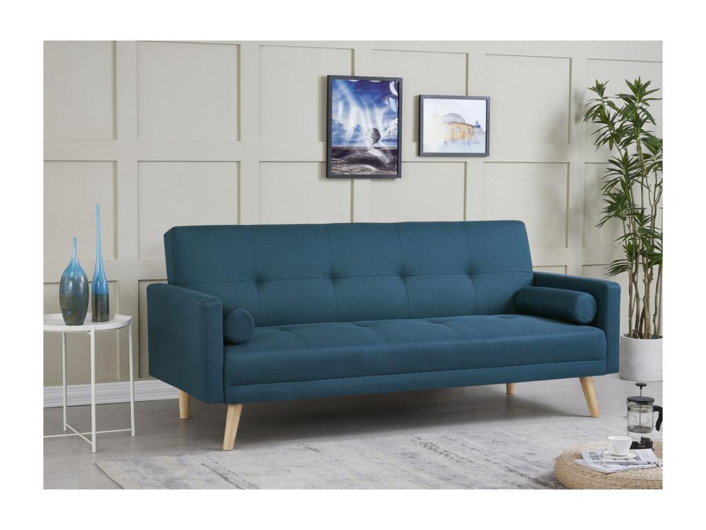 Divano letto trasformabile in tessuto blu