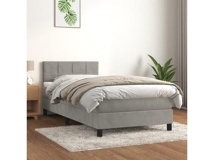 Struttura letto in velluto grigio con materasso, 80 x 200 cm
