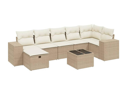 Set di mobili da esterno in vimini intrecciato in resina beige