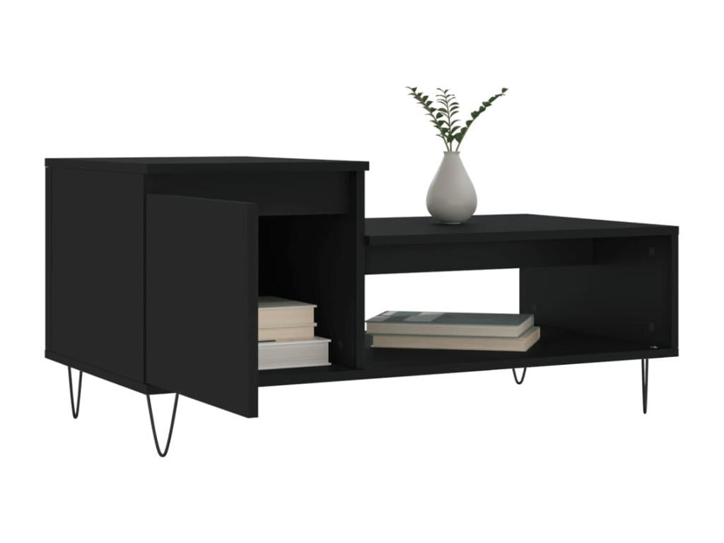 Tavolino da caffè in legno ingegnerizzato nero, 100 x 50 x 45 cm