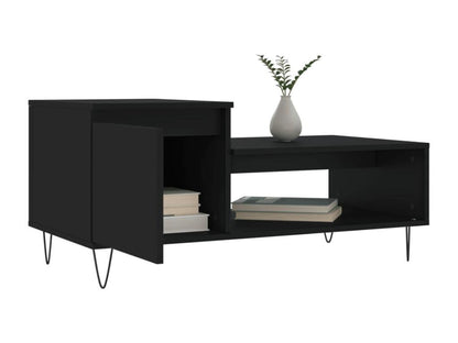 Tavolino da caffè in legno ingegnerizzato nero, 100 x 50 x 45 cm