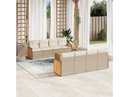 Set di mobili da esterno in vimini intrecciato in resina beige