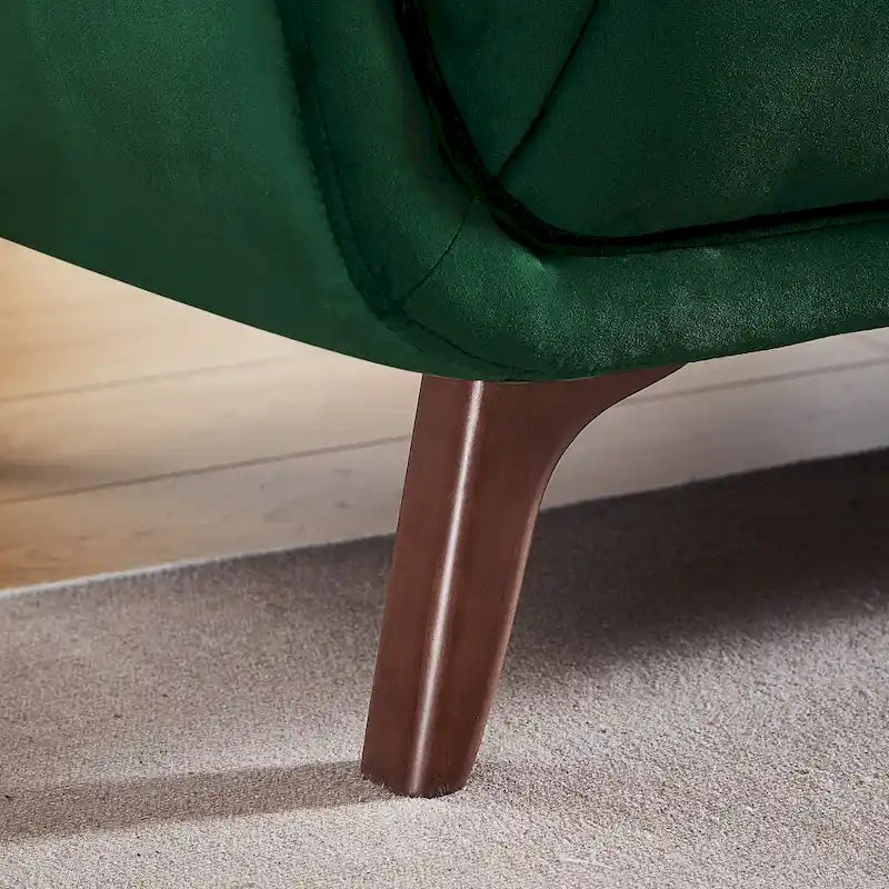 Divano moderno Chesterfield in velluto trapuntato, divano imbottito in stile Mid-Century, in schiuma ad alta densità, gambe in noce, mobili per soggiorno