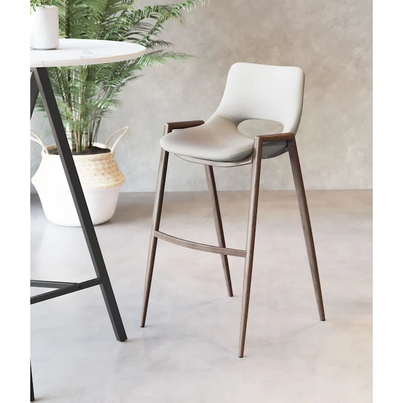 Sgabello da bar moderno di metà secolo, in vinile nero, finitura noce, struttura in acciaio resistente, sgabello da bar per cucina, sala da pranzo, altezza bancone, stile urbano