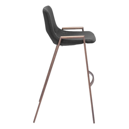 Sgabello da bar moderno di metà secolo, in vinile nero, finitura noce, struttura in acciaio resistente, sgabello da bar per cucina, sala da pranzo, altezza bancone, stile urbano