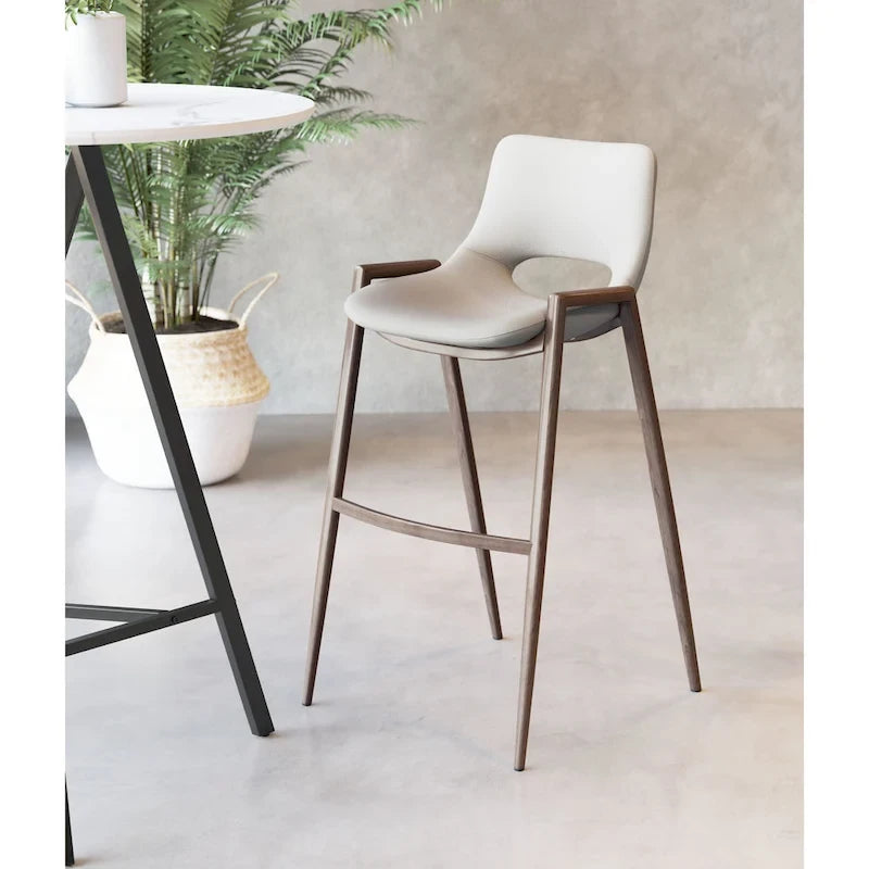 Sgabello da bar moderno di metà secolo, in vinile nero, finitura noce, struttura in acciaio resistente, sgabello da bar per cucina, sala da pranzo, altezza bancone, stile urbano