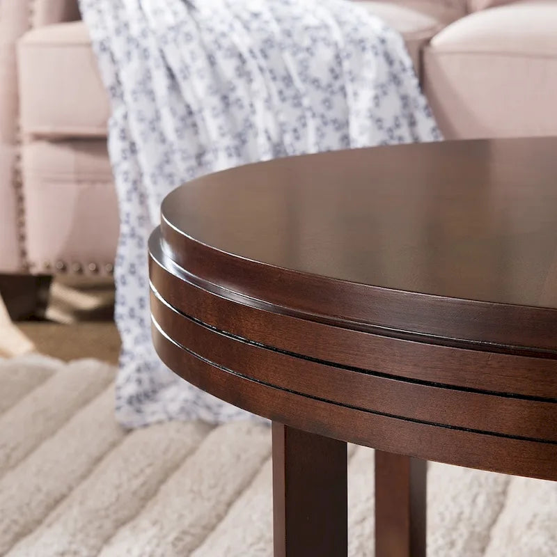 Tavolino ovale da 21"L in legno di ciliegio cioccolato impiallacciato in betulla, ripiano inferiore salvaspazio, mobile per soggiorno, 24"H x 16"W