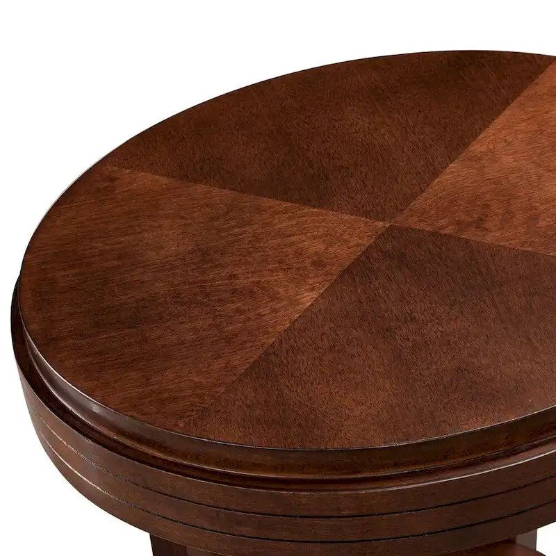 Tavolino ovale da 21"L in legno di ciliegio cioccolato impiallacciato in betulla, ripiano inferiore salvaspazio, mobile per soggiorno, 24"H x 16"W