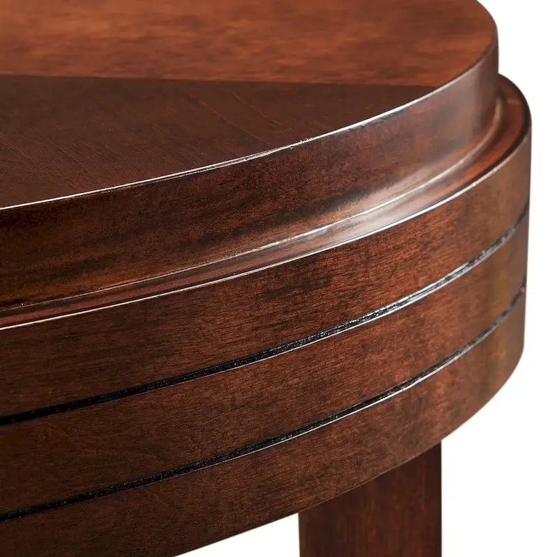 Tavolino ovale da 21"L in legno di ciliegio cioccolato impiallacciato in betulla, ripiano inferiore salvaspazio, mobile per soggiorno, 24"H x 16"W