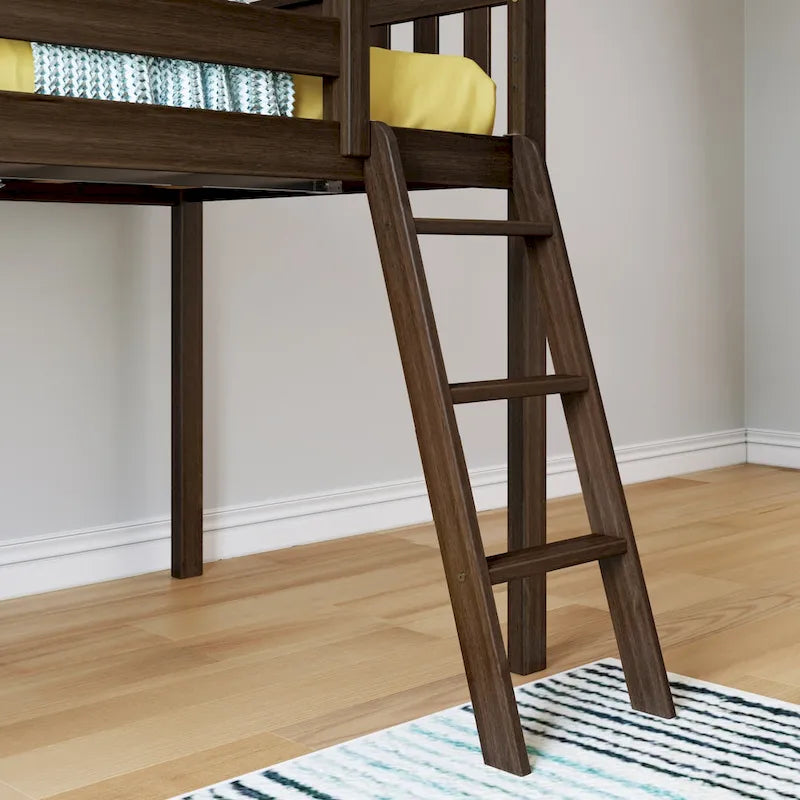 Letto a soppalco basso singolo, altezza 50", in legno massello di pino, sponde da 14", scala reversibile, capacità di carico di 400 libbre, mobili per cameretta dei bambini, design salvaspazio