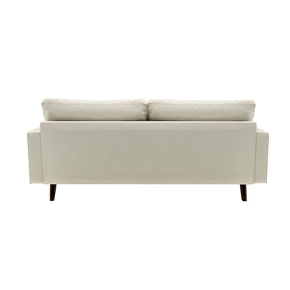 Divano in similpelle stile Mid-Century Modern, 69,68" di larghezza, sedute imbottite con bottoni, braccioli a 3 posti, gambe affusolate, 2 cuscini di supporto, divano per soggiorno