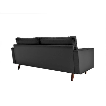 Divano in similpelle stile Mid-Century Modern, 69,68" di larghezza, sedute imbottite con bottoni, braccioli a 3 posti, gambe affusolate, 2 cuscini di supporto, divano per soggiorno
