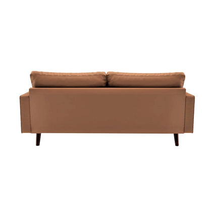 Divano in similpelle stile Mid-Century Modern, 69,68" di larghezza, sedute imbottite con bottoni, braccioli a 3 posti, gambe affusolate, 2 cuscini di supporto, divano per soggiorno