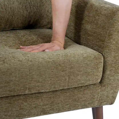 Poltrona con braccioli in tessuto ciniglia