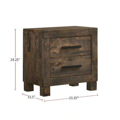 Set da camera da letto California King con piattaforma e contenitore in legno, colore marrone dorato rustico