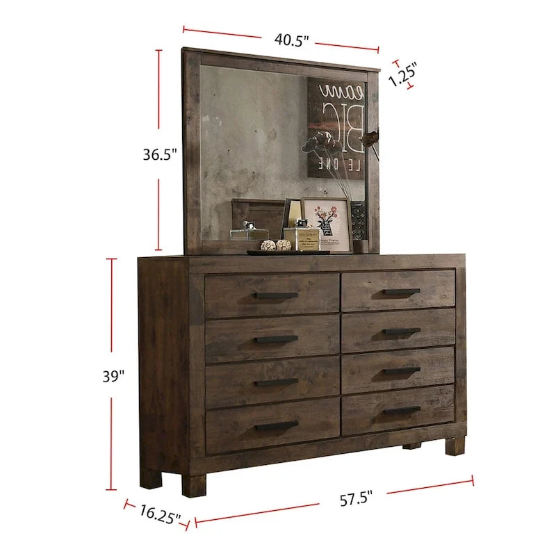 Set da camera da letto California King con piattaforma e contenitore in legno, colore marrone dorato rustico