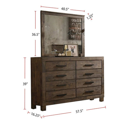 Set da camera da letto California King con piattaforma e contenitore in legno, colore marrone dorato rustico