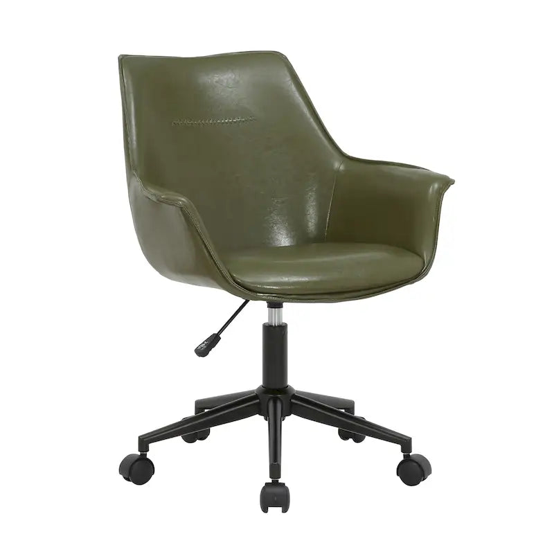 Sedia da ufficio direzionale in similpelle, altezza regolabile, girevole a 360°, ruote doppie, imbottitura in schiuma, base ergonomica in metallo, sedia da scrivania moderna