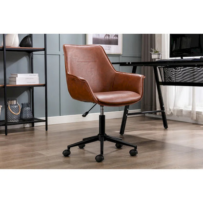 Sedia da ufficio direzionale in similpelle, altezza regolabile, girevole a 360°, ruote doppie, imbottitura in schiuma, base ergonomica in metallo, sedia da scrivania moderna