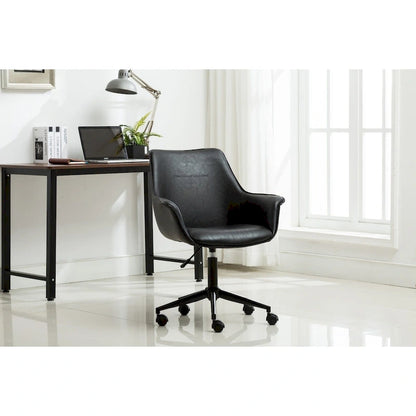 Sedia da ufficio direzionale in similpelle, altezza regolabile, girevole a 360°, ruote doppie, imbottitura in schiuma, base ergonomica in metallo, sedia da scrivania moderna