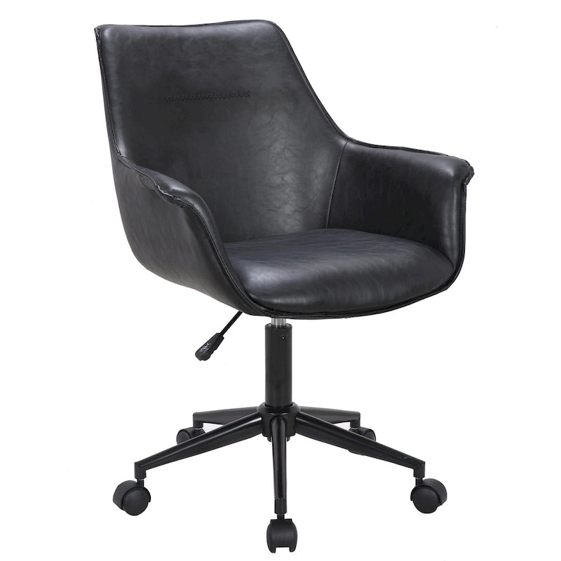 Sedia da ufficio direzionale in similpelle, altezza regolabile, girevole a 360°, ruote doppie, imbottitura in schiuma, base ergonomica in metallo, sedia da scrivania moderna