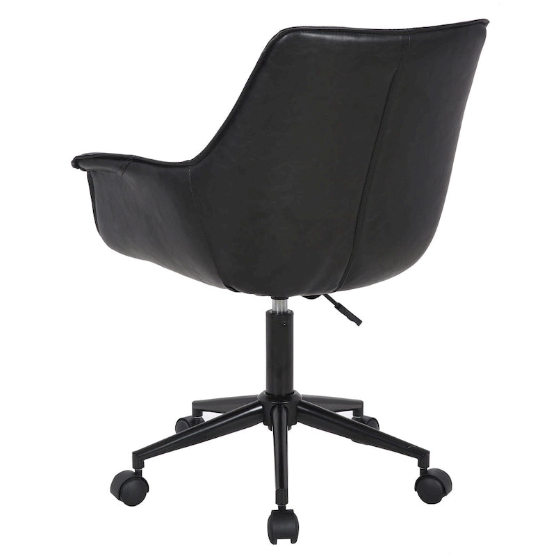 Sedia da ufficio direzionale in similpelle, altezza regolabile, girevole a 360°, ruote doppie, imbottitura in schiuma, base ergonomica in metallo, sedia da scrivania moderna
