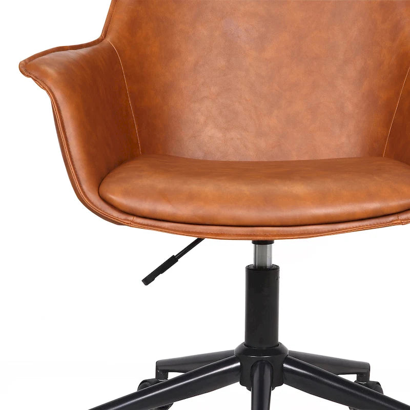 Sedia da ufficio direzionale in similpelle, altezza regolabile, girevole a 360°, ruote doppie, imbottitura in schiuma, base ergonomica in metallo, sedia da scrivania moderna
