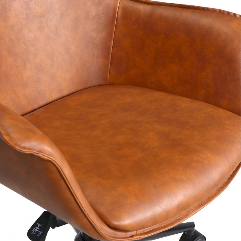 Sedia da ufficio direzionale in similpelle, altezza regolabile, girevole a 360°, ruote doppie, imbottitura in schiuma, base ergonomica in metallo, sedia da scrivania moderna