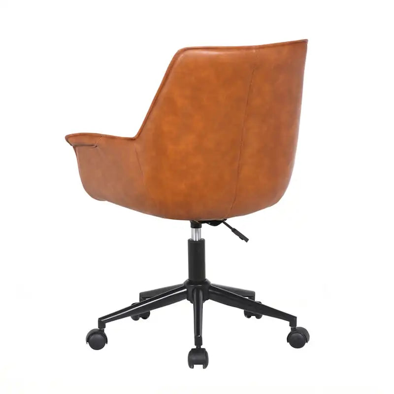 Sedia da ufficio direzionale in similpelle, altezza regolabile, girevole a 360°, ruote doppie, imbottitura in schiuma, base ergonomica in metallo, sedia da scrivania moderna