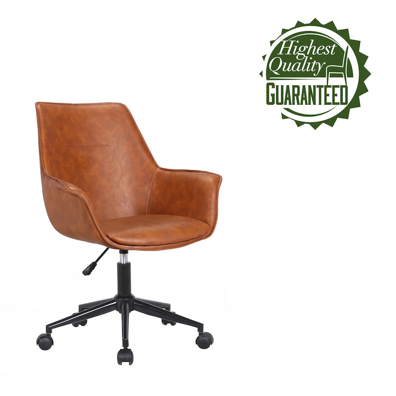 Sedia da ufficio direzionale in similpelle, altezza regolabile, girevole a 360°, ruote doppie, imbottitura in schiuma, base ergonomica in metallo, sedia da scrivania moderna