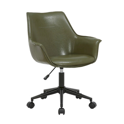 Sedia da ufficio direzionale in similpelle, altezza regolabile, girevole a 360°, ruote doppie, imbottitura in schiuma, base ergonomica in metallo, sedia da scrivania moderna