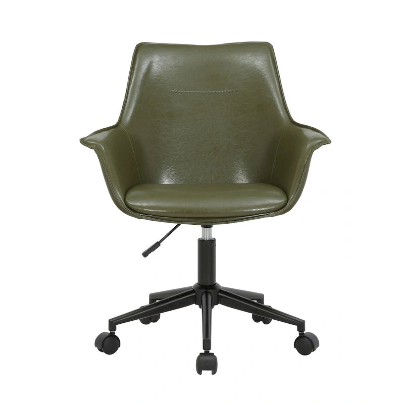 Sedia da ufficio direzionale in similpelle, altezza regolabile, girevole a 360°, ruote doppie, imbottitura in schiuma, base ergonomica in metallo, sedia da scrivania moderna