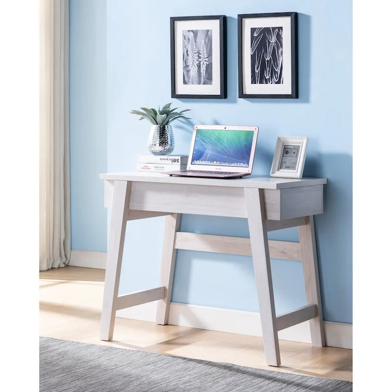Scrivania moderna da 36" con piano sollevabile, scrivania per ufficio domestico, vassoio regolabile con spazio nascosto, 31"H x 36"W x 20"D, legno anticato, rovere bianco