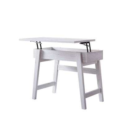 Scrivania moderna da 36" con piano sollevabile, scrivania per ufficio domestico, vassoio regolabile con spazio nascosto, 31"H x 36"W x 20"D, legno anticato, rovere bianco