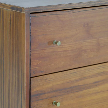 Cassettiera moderna a 6 cassetti in stile Mid-Century, impiallacciatura in legno massello di eucalipto, guide in metallo, maniglie in ottone anticato, cassaforte antiribaltamento a basso contenuto di COV, spazio per riporre gli oggetti in camera da letto