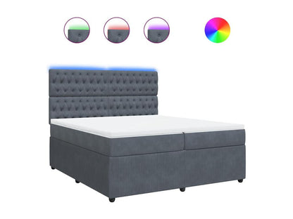 Struttura letto in velluto grigio con materasso, 200 x 200 cm