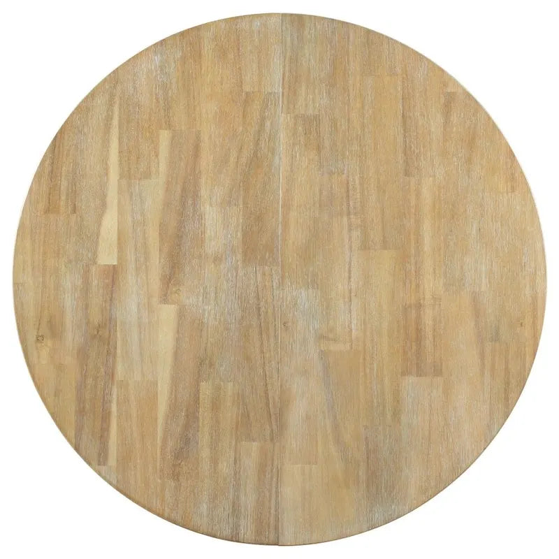 Set da pranzo in stile fattoria da 5 pezzi, tavolo da pranzo rotondo in legno allungabile e 4 sedie da pranzo imbottite