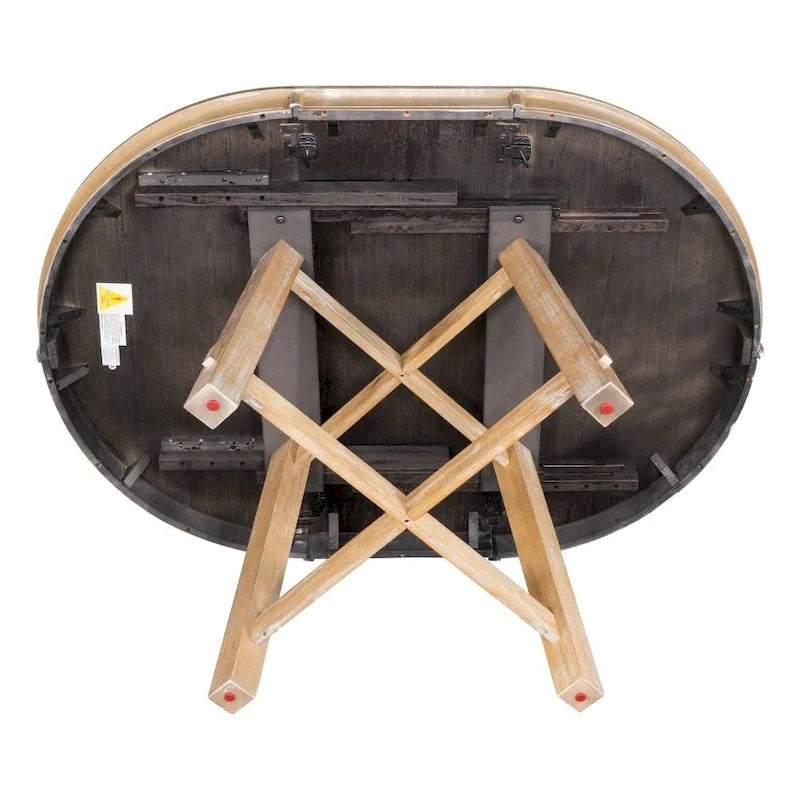 Set da pranzo in stile fattoria da 5 pezzi, tavolo da pranzo rotondo in legno allungabile e 4 sedie da pranzo imbottite