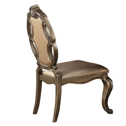 Sedia da pranzo da 26 pollici, similpelle, set da 2, oro champagne