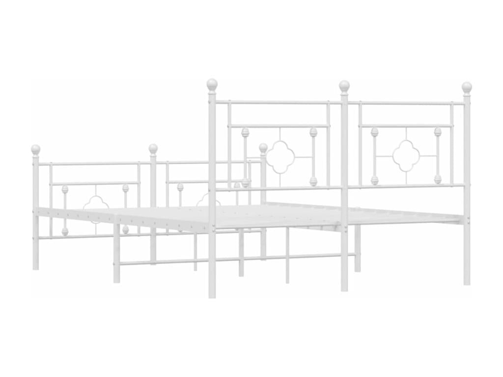 Struttura letto in metallo bianco con materasso, 140 x 190 cm