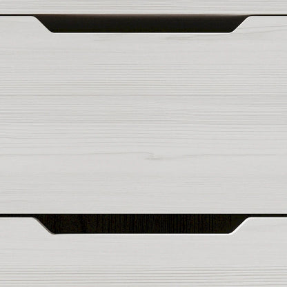 Cassettiera in legno a 6 cassetti, 147 cm di lunghezza, guide in metallo massello, gambe affusolate, maniglie ritagliate, mobili contenitori per camera da letto, grigio chiaro e grigio scuro