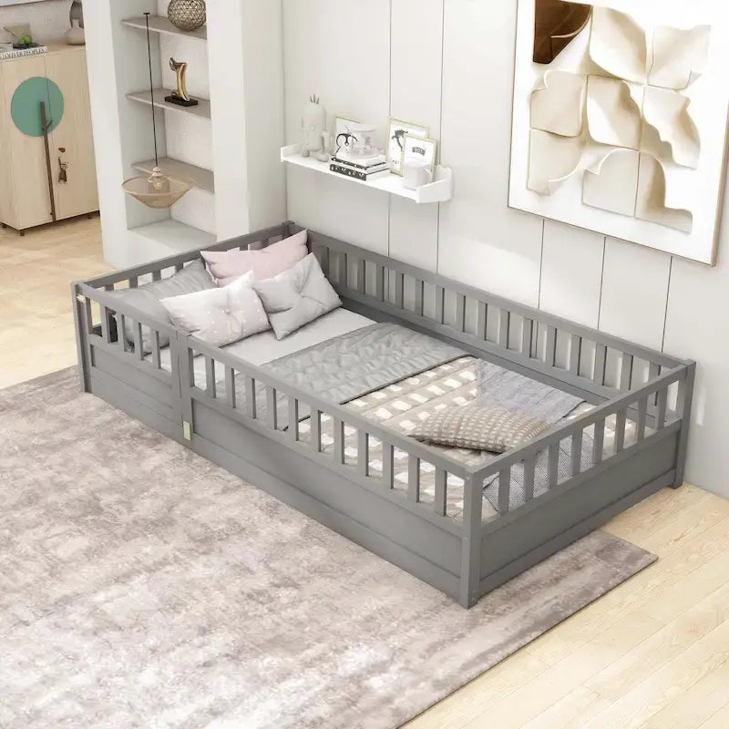 Letto da terra per bambini in legno Montessori con doghe di supporto