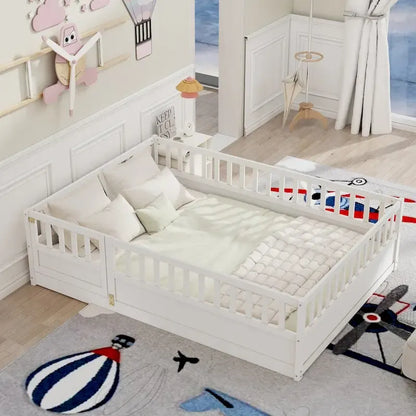 Letto da terra per bambini in legno Montessori con doghe di supporto