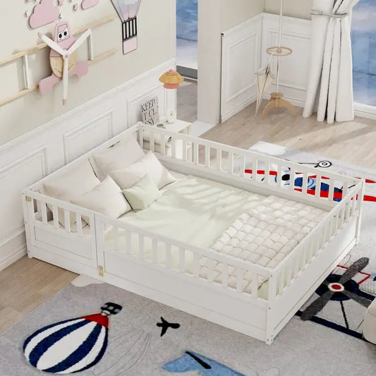 Montessori wooden children's floor bed with Support slat