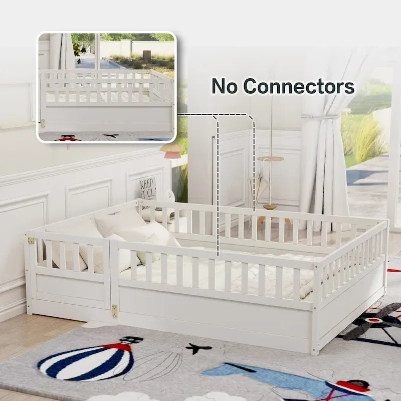 Letto da terra per bambini in legno Montessori con doghe di supporto